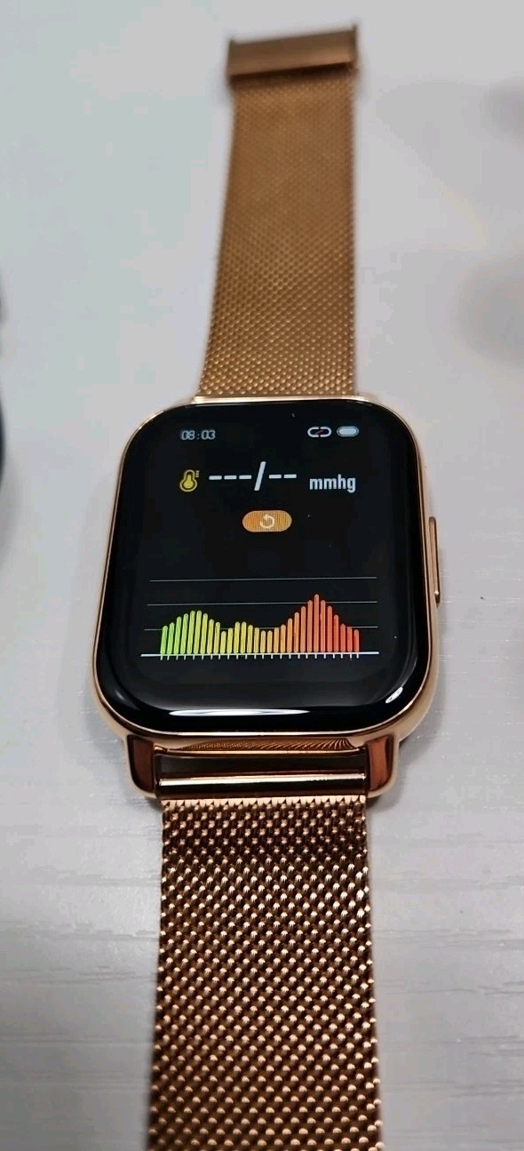 Gold Tone Smartwatch With Charging Cable – Waterproof, HR Monitor