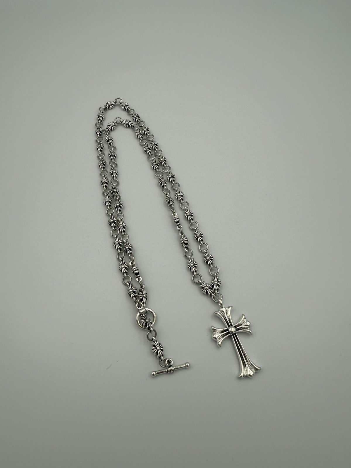 CH chrome Style chain gothic necklace with cross pendant 70cm
