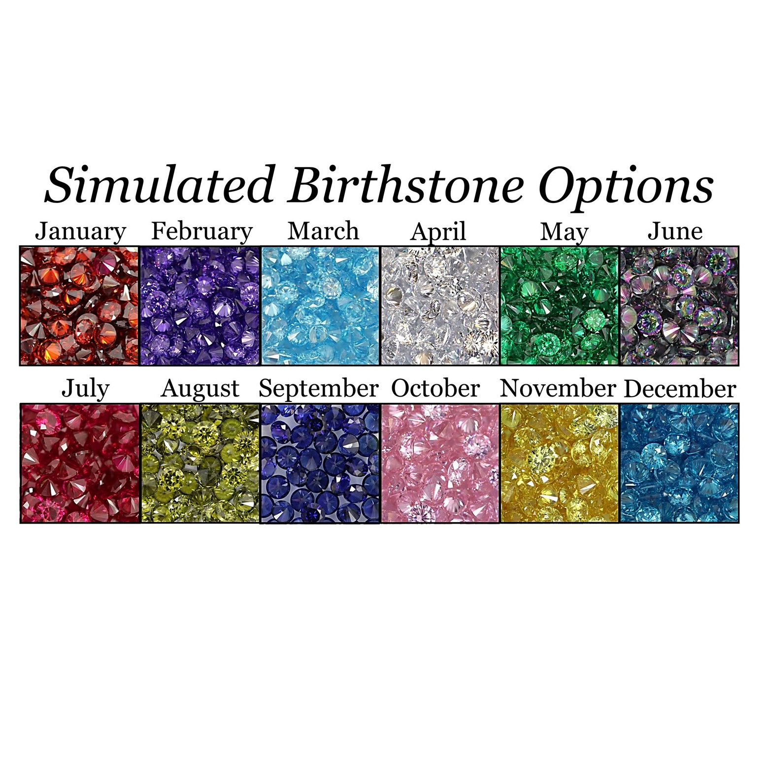 S-Bar With Sides 2 Stone Simulated Birthstone Couples Ring Silver, 10K or 14K