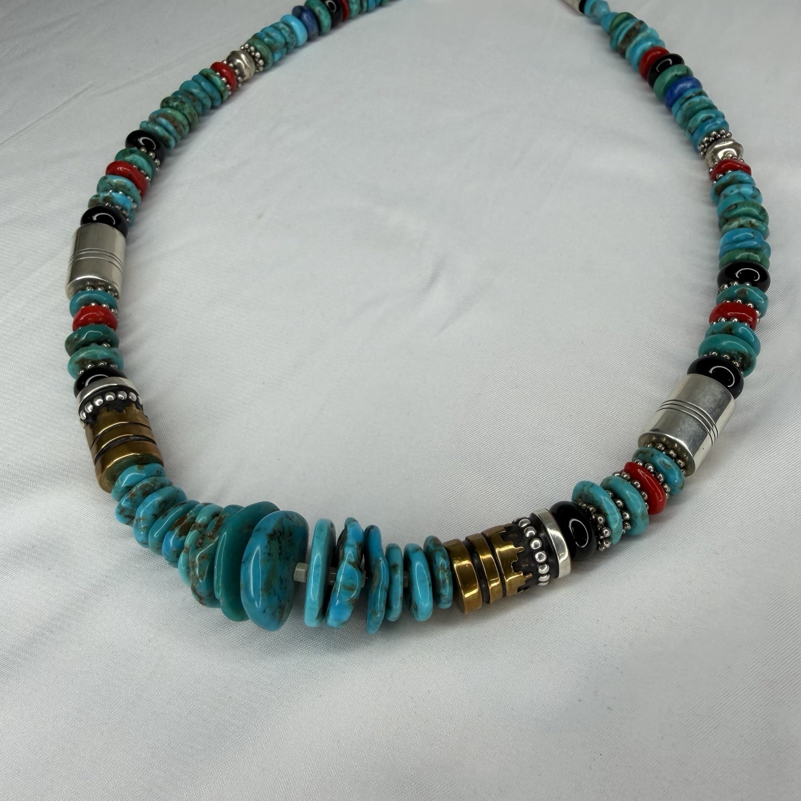 Unmarked Tommy Singer Turquoise Beaded Necklace Native American Style Blue