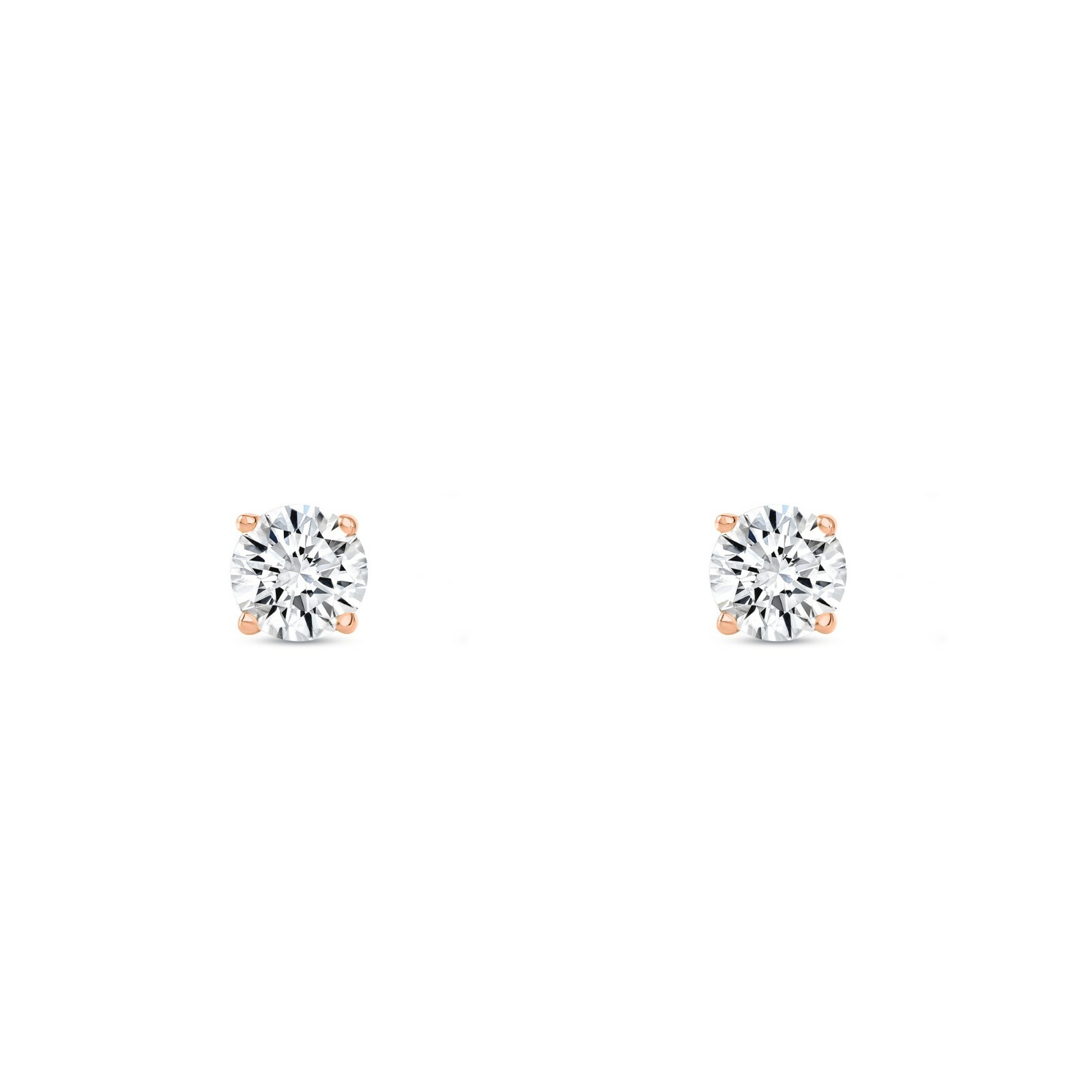 3/4 Ct Round Lab Created Grown Diamond Earrings 14K Rose Gold F/VS Basket Push