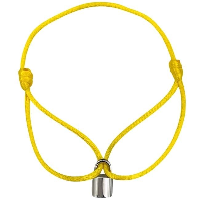 Louis Vuitton Authentic Bracelet Silver Lock It Yellow Cord 14–25.5cm Women