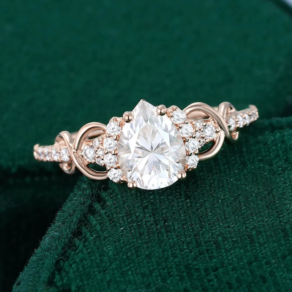 2.25 Ct Pear Cut EF-VS1 Lab Grown Diamond Infinity Engagement Ring 14K Rose Gold