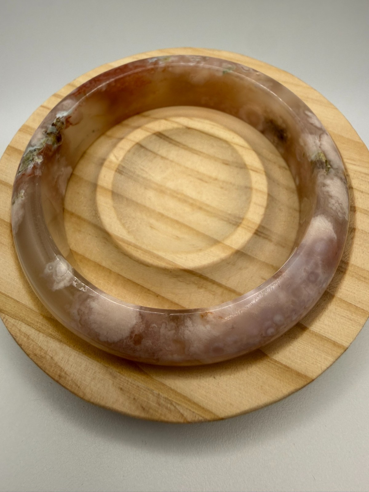 Natural Sakura Flower Agate Bangle – Size 58mm – B5-4181