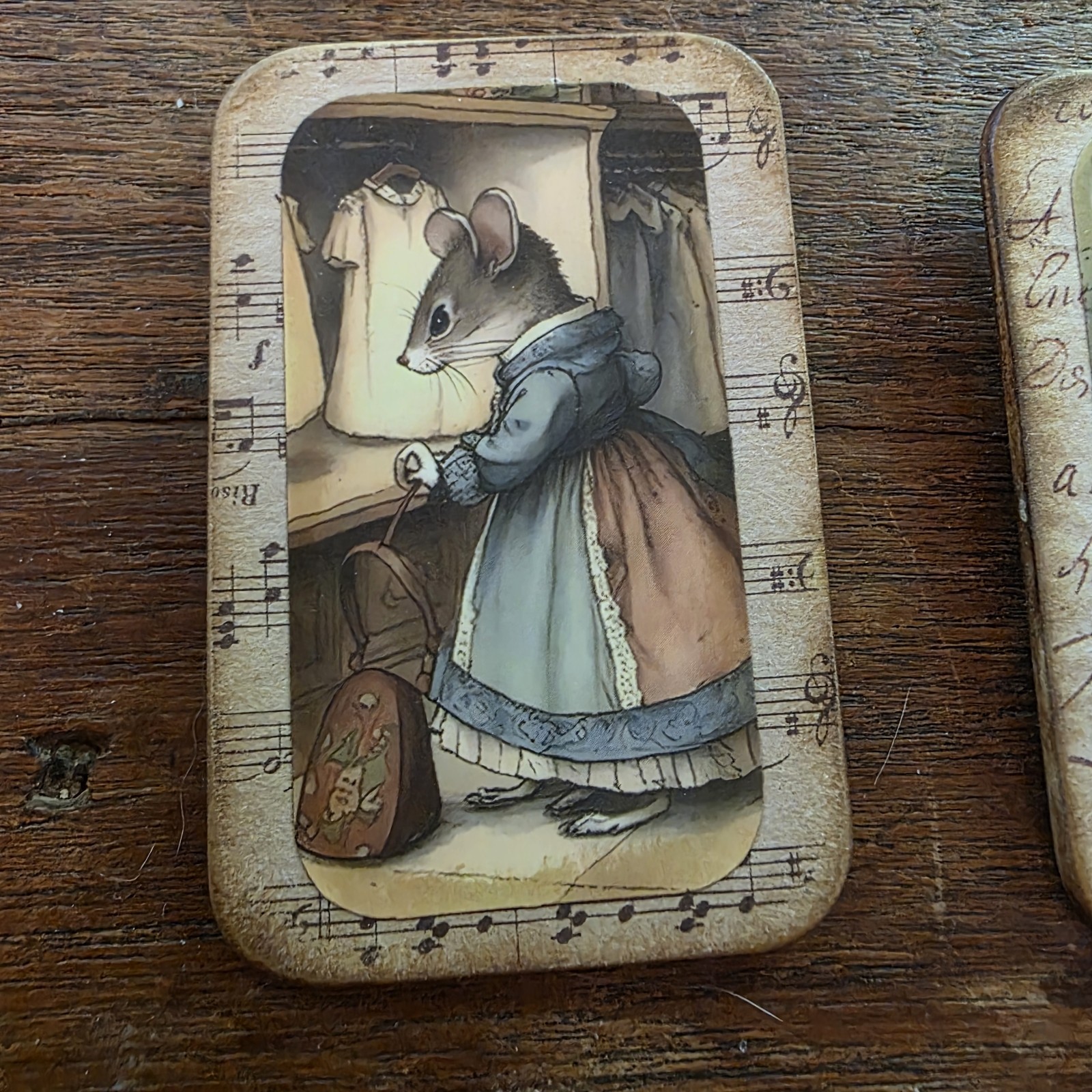 Dark Academia Handmade Brooch Storybook Animal Vtg Pin Charm Junk Journal OOAK