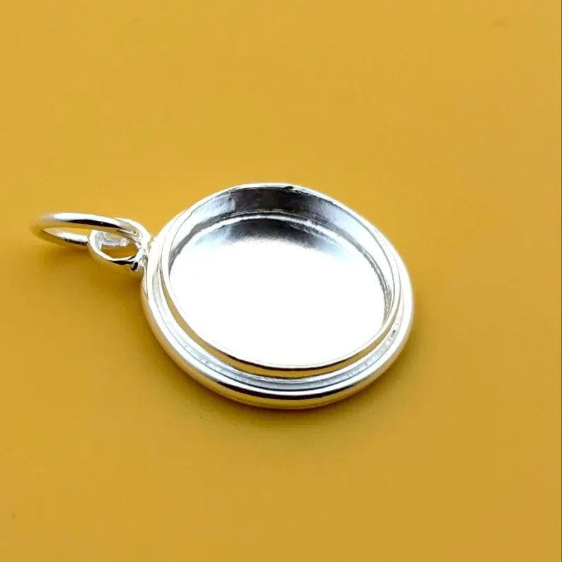 925 Sterling Silver 8mm Round Bezel Pendant Setting Blank Jewelry Making
