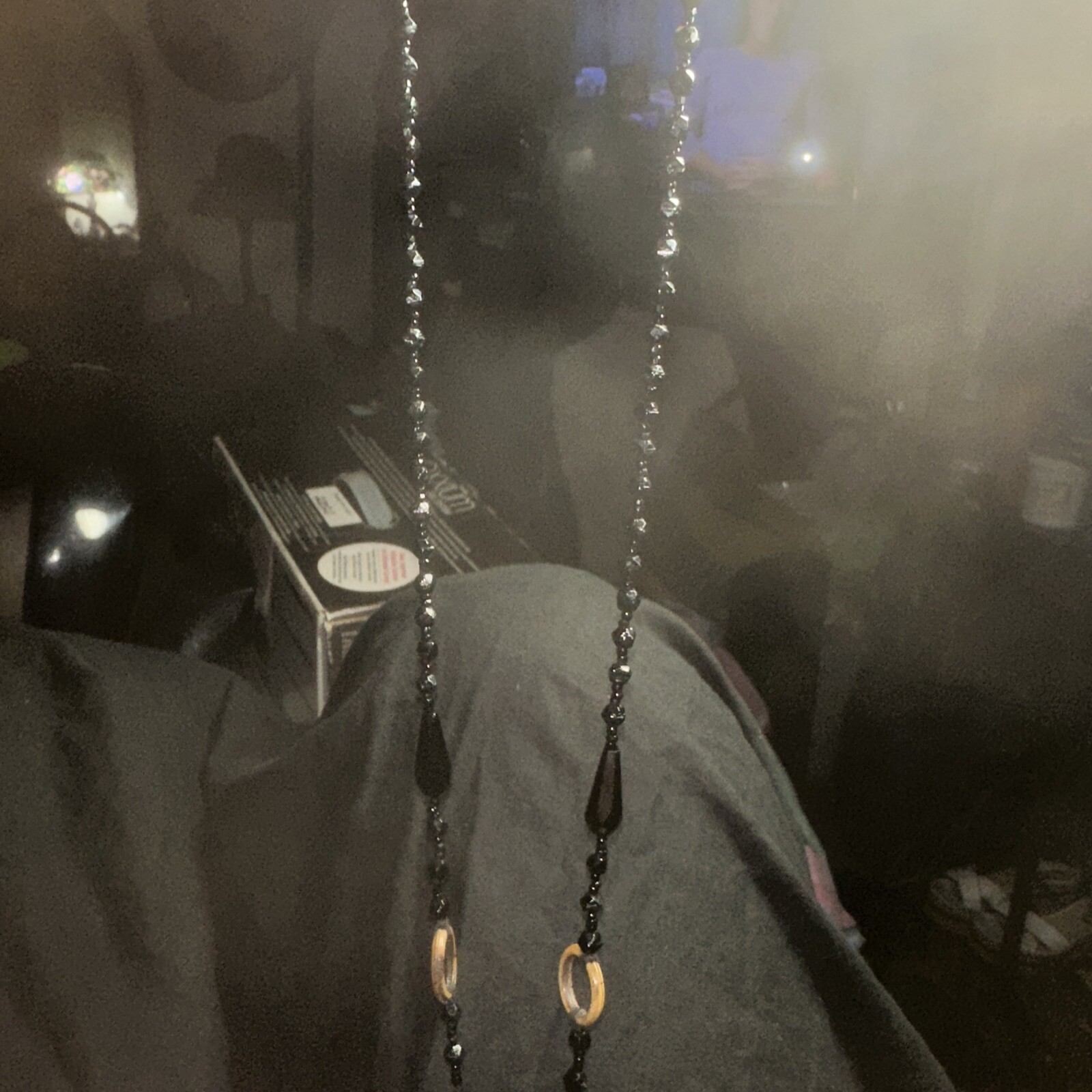 Women’s Black Beaded Mourning Sautoir Opera Length Necklace Jet Crepe Satin Anti