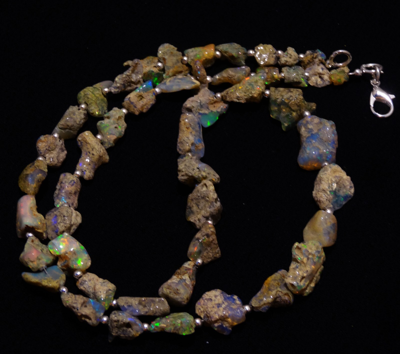 Rainbow Fire Opal Rough 7 to 13 mm Size Freeform Nugget Beads Necklace 18″