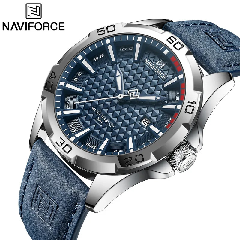 NAVIFORCE NF8023 Men’s Quartz Watch Leather Strap Calendar 30M Waterproof