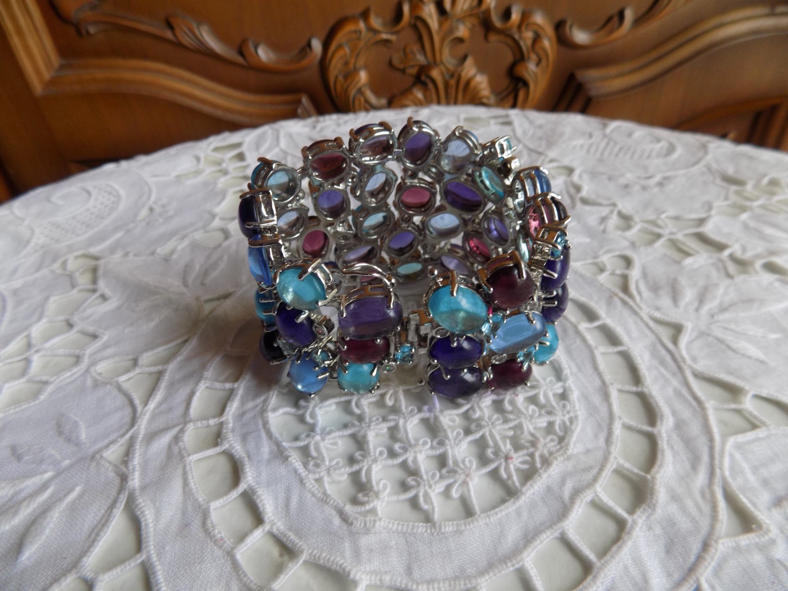 Real Collectables by Adrienne Diamonite Multicolor Cabochon Statement Bracelet