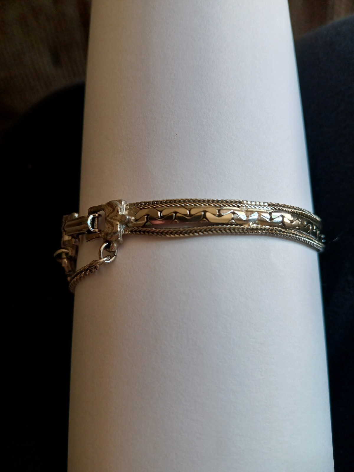 vintage goldette bracelet silver tone