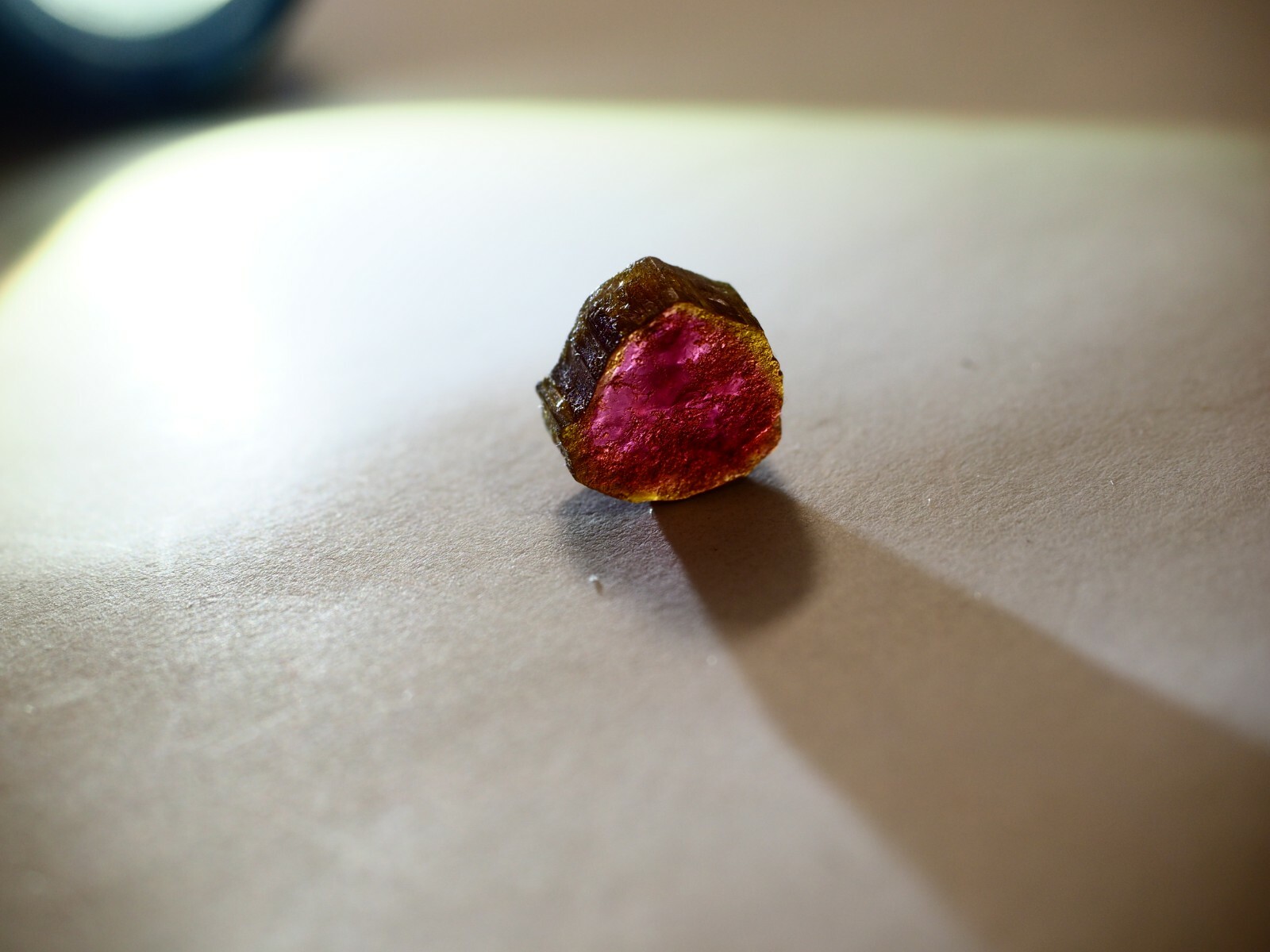 Real Nice 11.52 carat Tourmaline Watermelon slice 13.7 mm Green to Pink