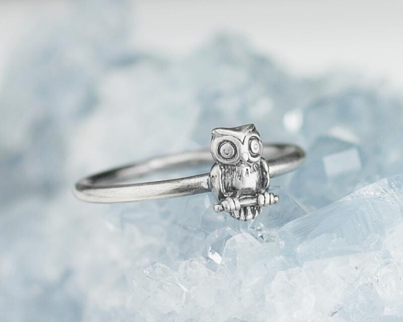 Sterling Silver Little Owl Ring Handmade Custom Sizes Available Solid .925