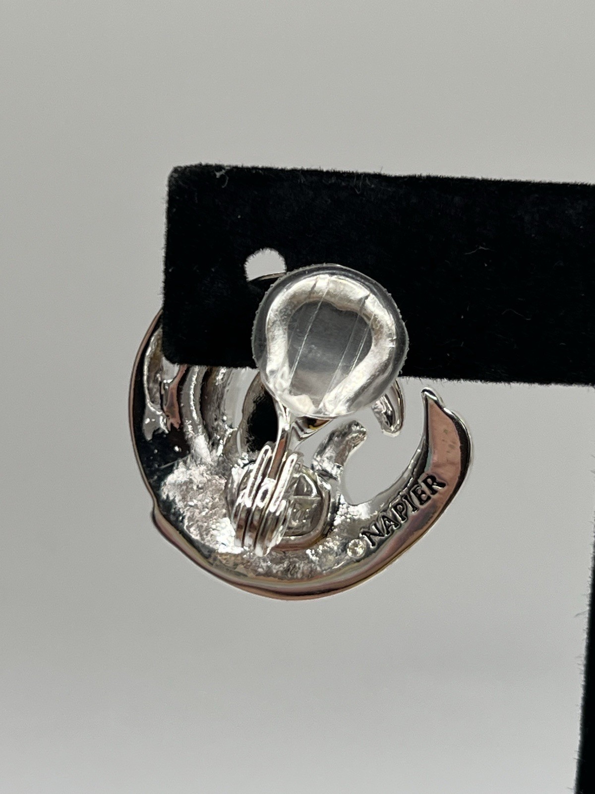 Napier Signed Swirl Clip-On Earrings Silver Tone Metal 1in No Stone