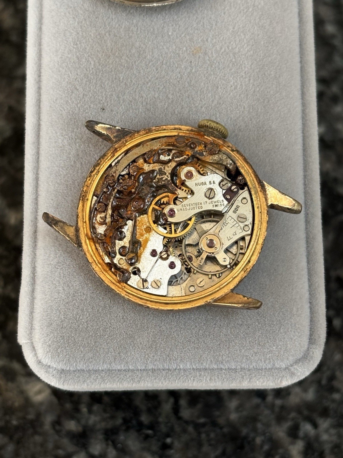 Vintage Hugex Chronograph Valjoux Swiss 17J Men’s Watch – For Restoration Repair