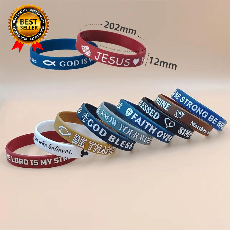 20PCS Bible Verse Silicone Bracelets Bible Verse Rubber Bracelets Religious