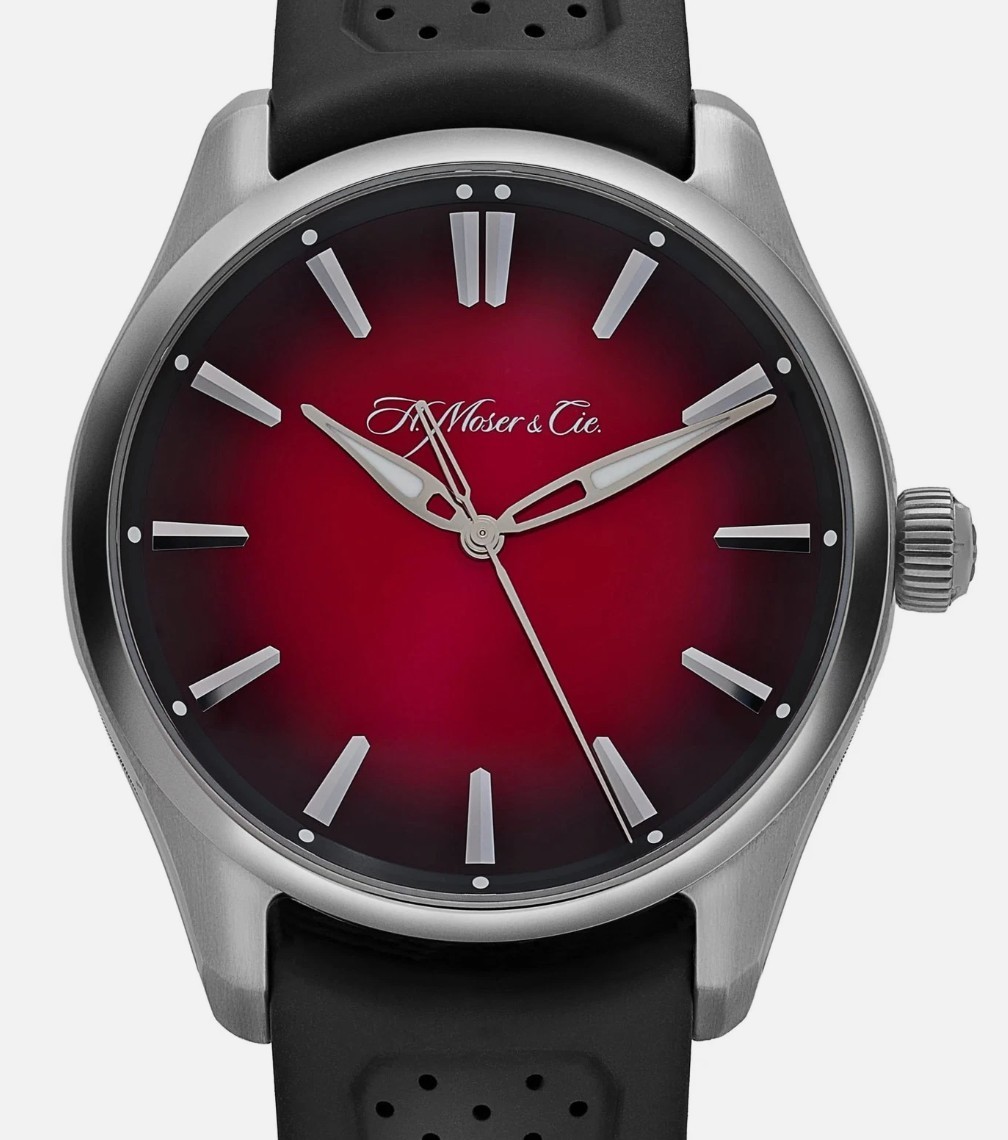 H MOSER CIE 2025 Pioneer Metal & Rubber Straps | Mad Red Fumé | Ref. 3200-1207