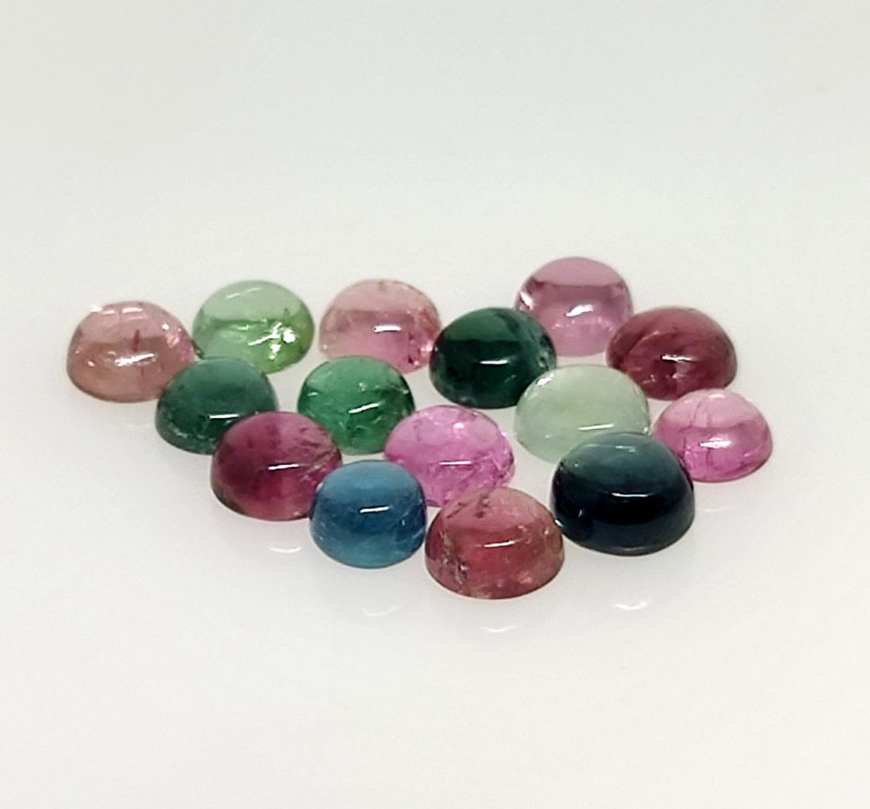 Natural Multi Tourmaline Round Shape Cabochon Lot 6.88 Ct Size is 4 to 5 mm