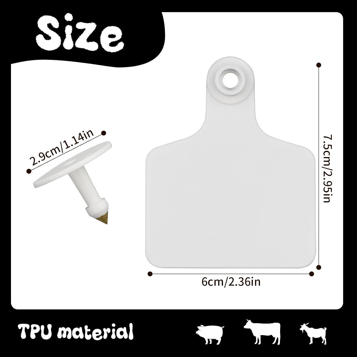 100 Pieces Blank Cattle Ear Tags with Pliers,Tpu Blank Animal Identification Liv