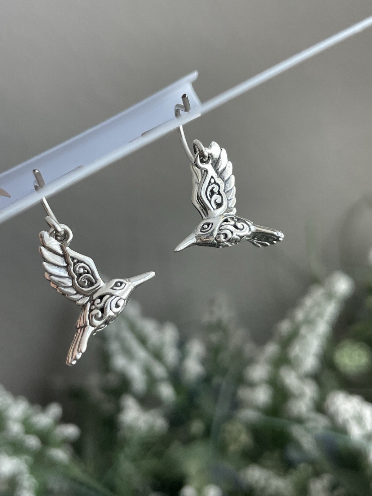 ANNIKA WITT .925 STERLING SILVER HUMMINGBIRD DROP EARRINGS 1,2” BALI