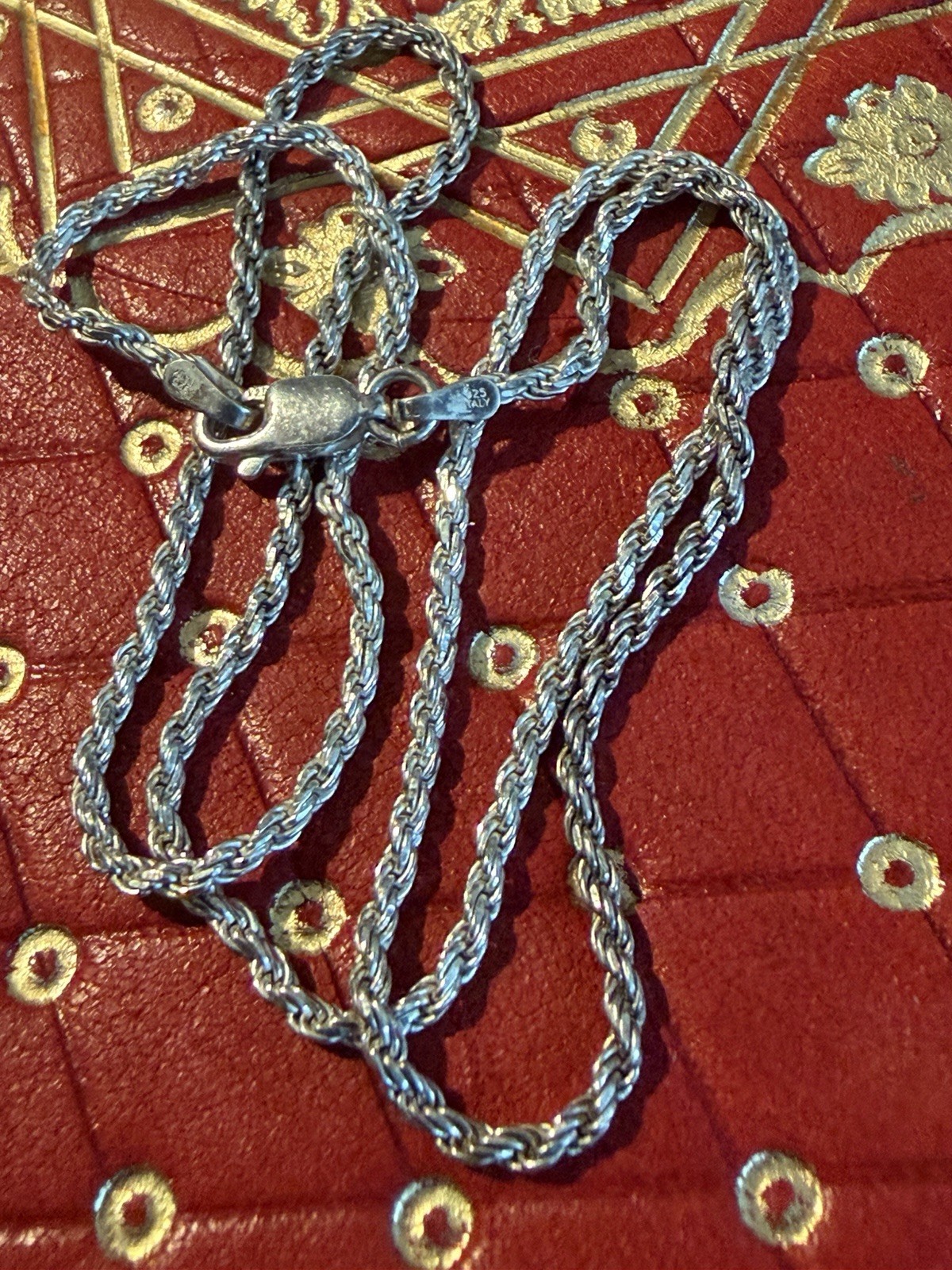 Silver Tone Twisted Rope Chain Necklace, Lobster Clasp, No Stone