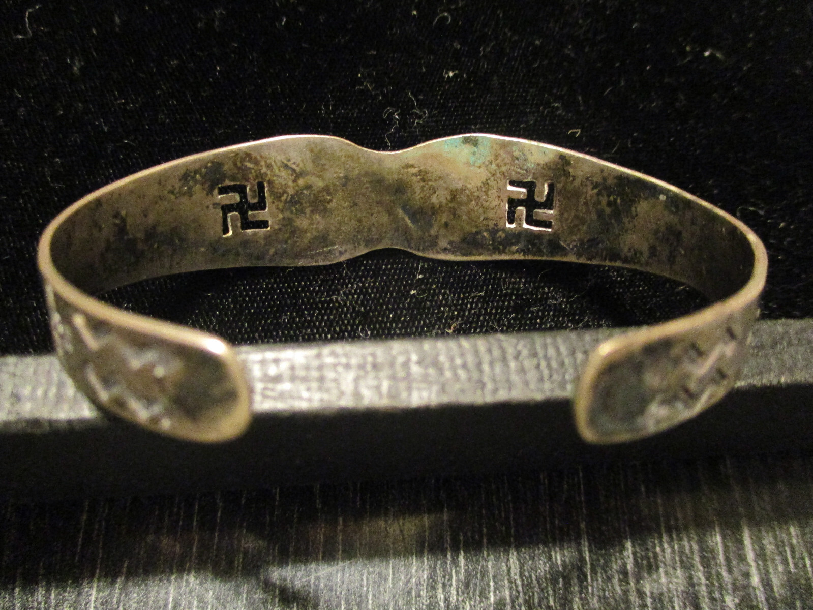 Fred Harvey Era Vintage Navajo Sterling Whirling Log Turquoise Cuff Bracelet!