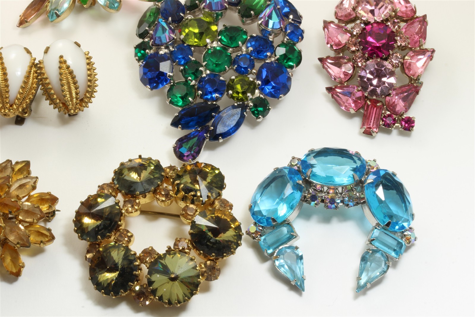 Vintage 13 Pc Lot of High End Glass Rhinestone Costume Jewelry Juliana Boucher