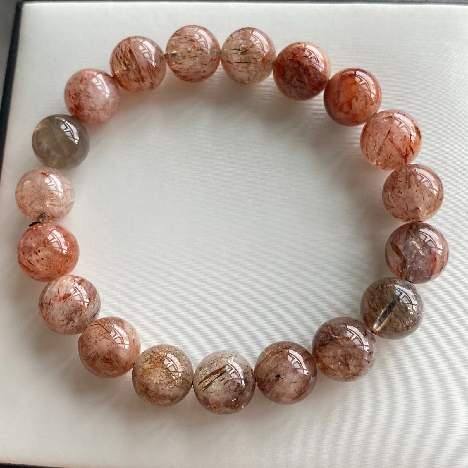 10.6mm Natural Black Gold Rutilated Super 7 Quartz Crystal Beads Bracelet1994