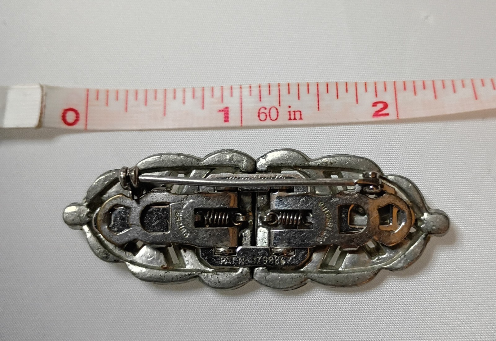 Vintage Art Deco Coro Duette Fur Dress Clips Brooch Pin Clear Rhinestones