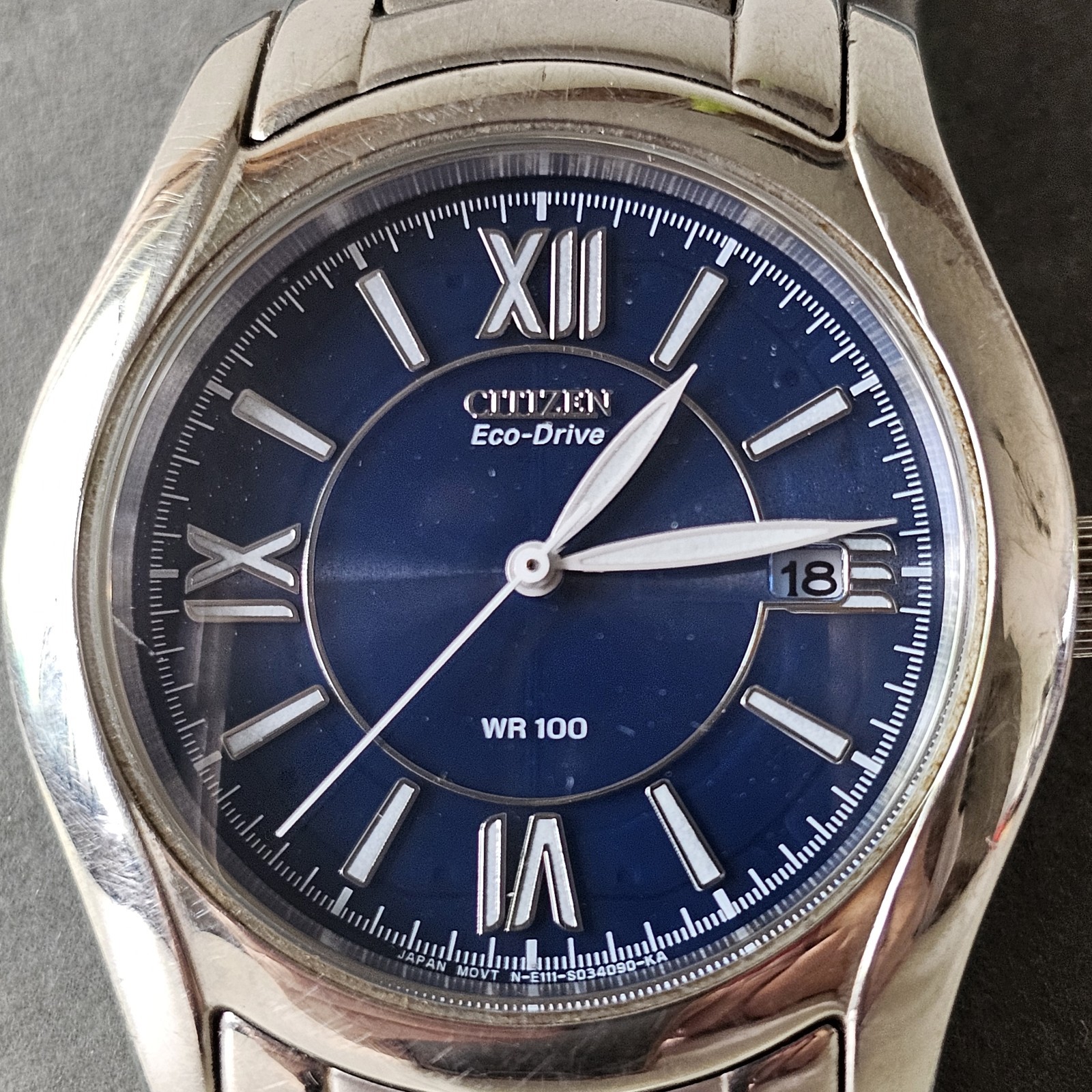 Citizen Eco-Drive Men’s Watch E111-S016827 Blue Roman Numeral Dial Boxed WR100