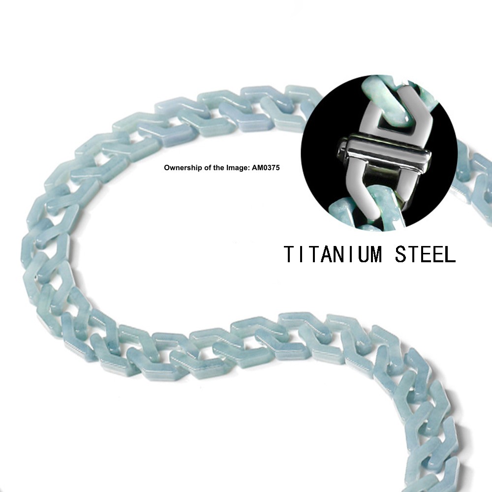 New Natural Grade A Jade ICY Blue Jadeite Curb Link Handmade Necklace Bracelet