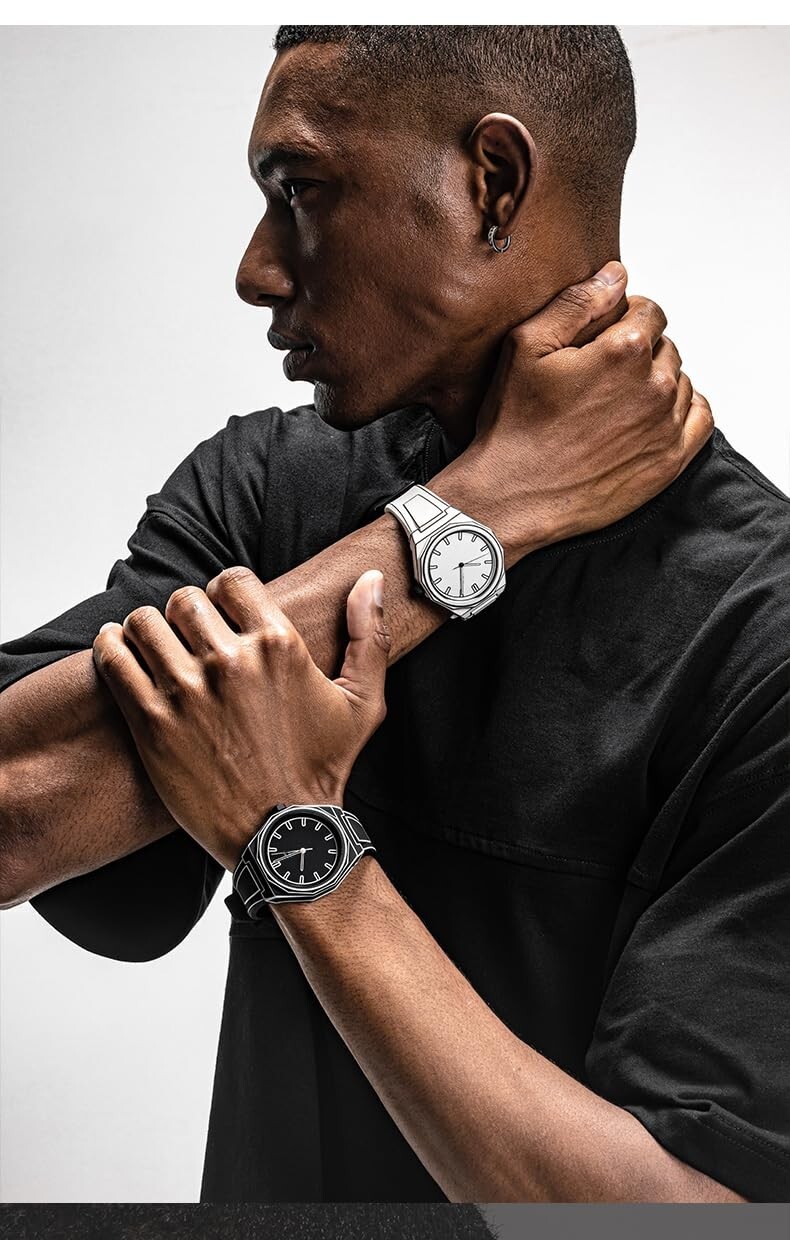 2D “Sketched Look” Outline Art Watch – Black With White Trim. Free Shipping 2025