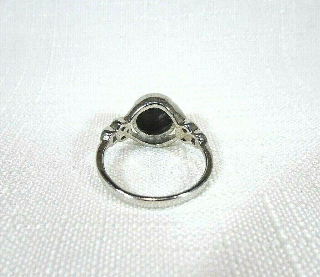 Lab-Created Black Onyx Solid Sterling Silver Celtic Knot Ring-size US (7) AU (O)