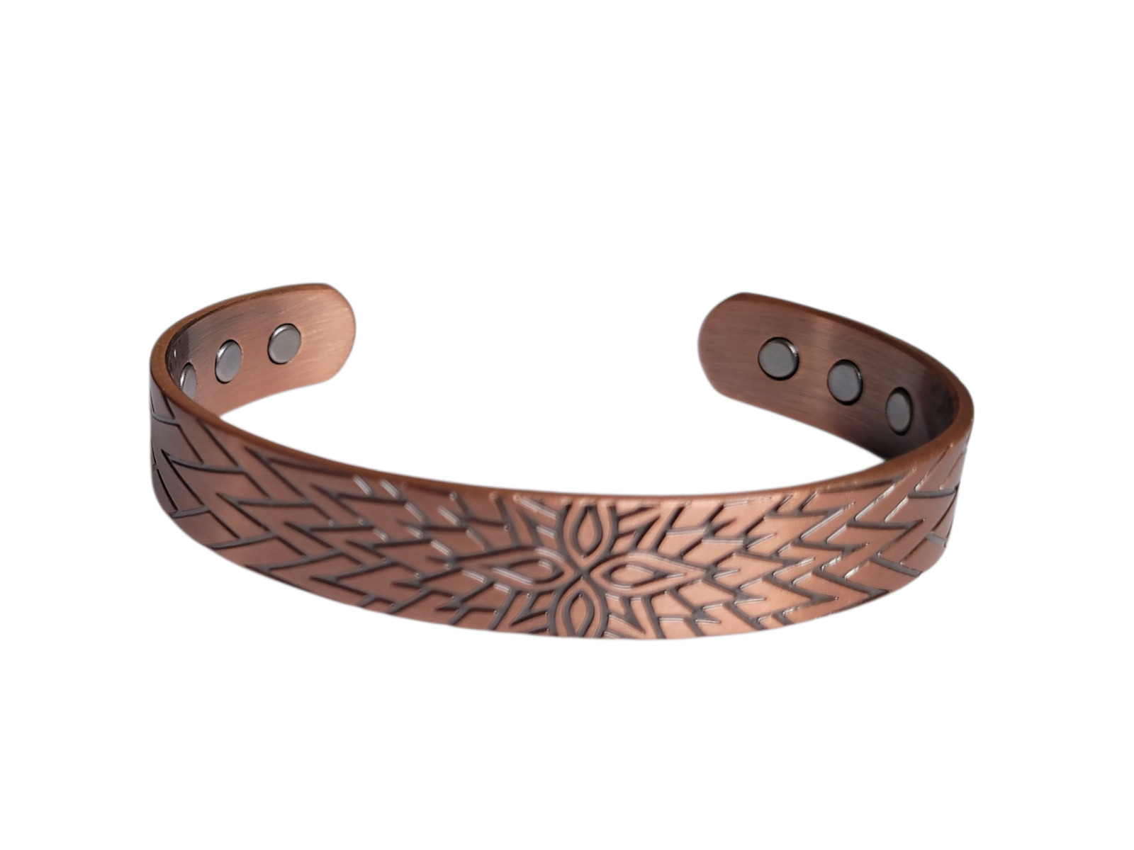 Artisan Pure Solid Copper Magnetic Bracelet Arthritis Therapy Cuff Flower
