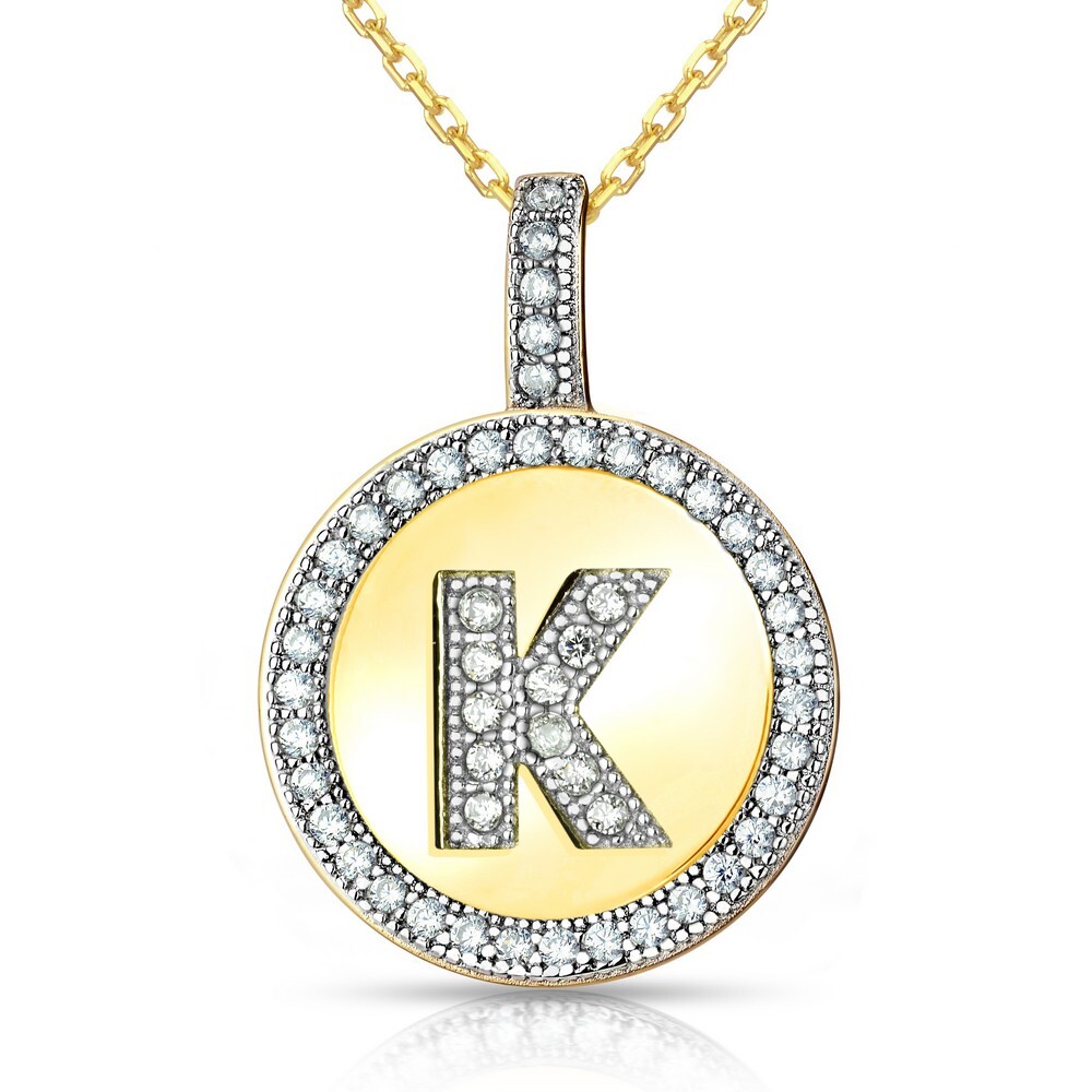 Sterling Silver Gold Plated Circle “K” Pendant with Chain