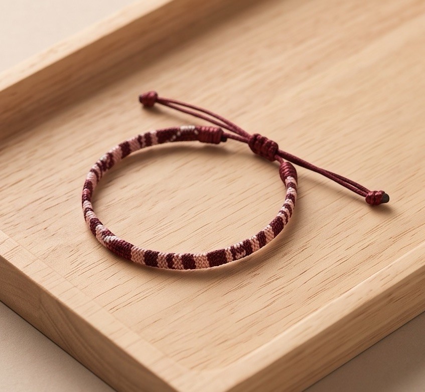 New Woven Cord Wrap Bracelet Adjustable Drawstring Burgundy Pink White Black