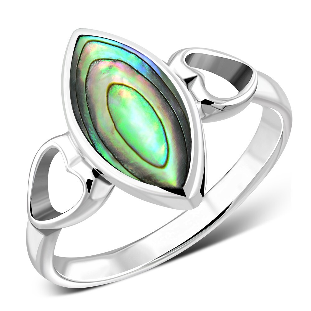 Abalone Shell Hearts Sterling Silver Ring Size Q- MORE SIZES AVAILABLE