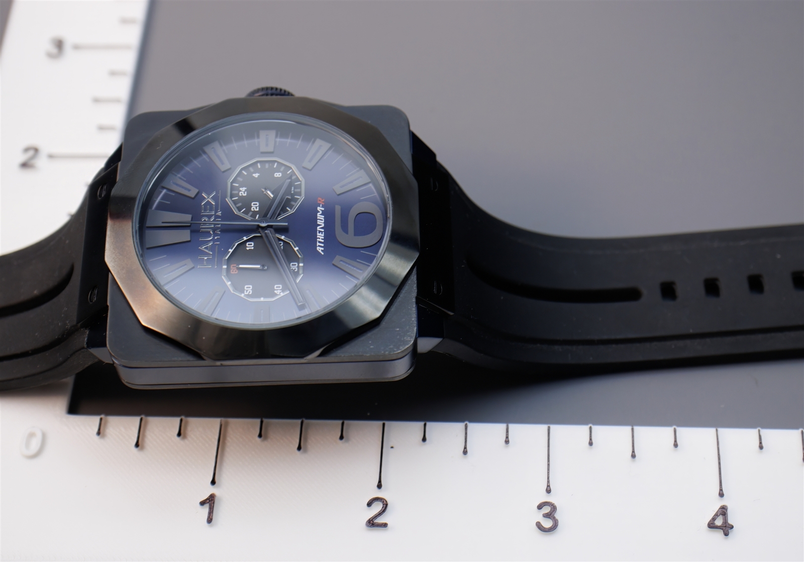Haurex Athenium-R Square Chronograph Watch Blue /Black Fume Dial 3N372UNB