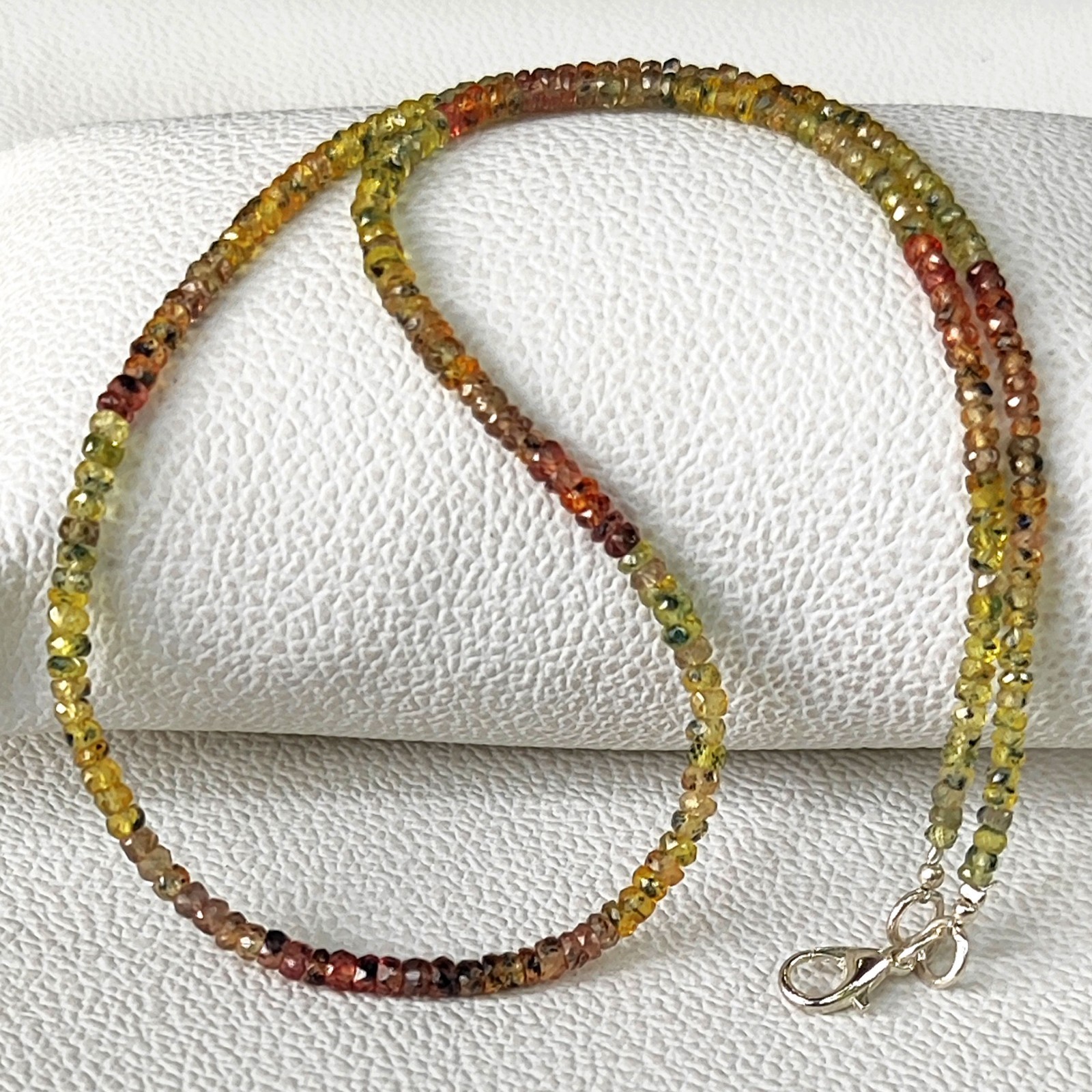 Songea 3.5mm Multi Sapphire Faceted Rondelle Gemstone Beads Necklace 17″