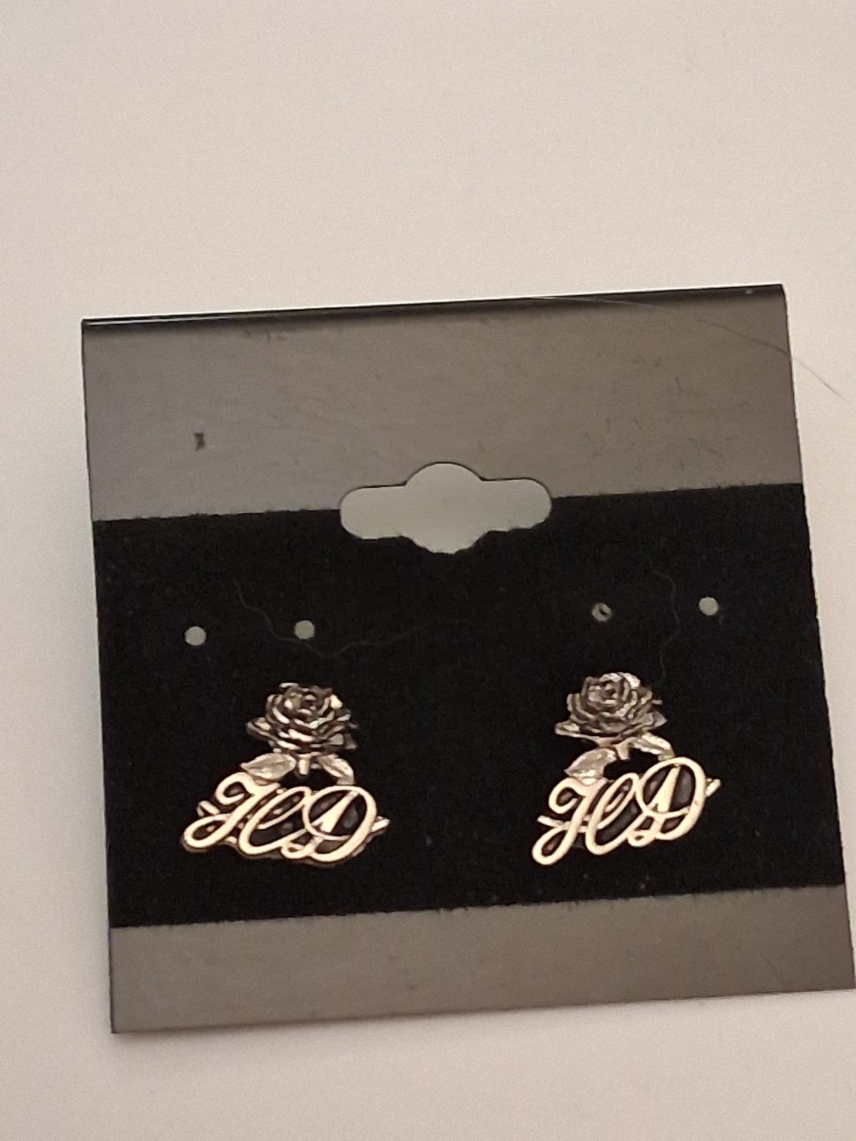 Harley Davidson Rose HD Post Earrings SILVER tone Vintage NEW #47