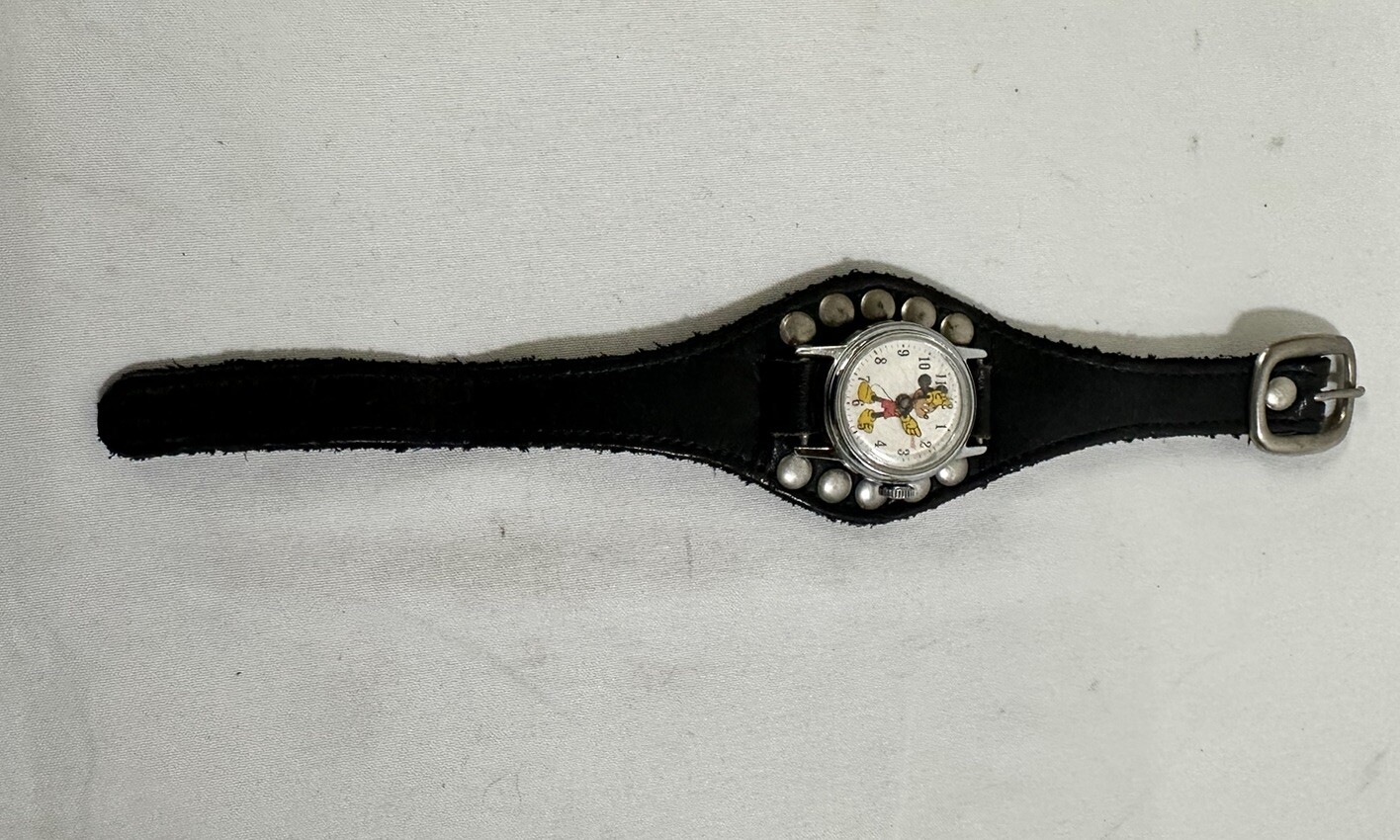Vintage 1950/60s Ingersoll Mickey Mouse 24 mm Watch Mechanical Wind Leather Band
