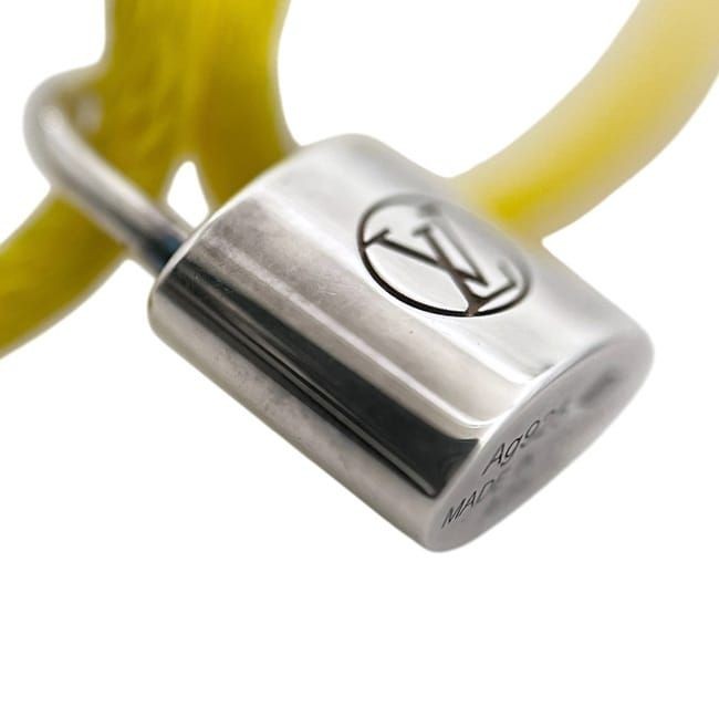 Louis Vuitton Authentic Bracelet Silver Lock It Yellow Cord 14–25.5cm Women