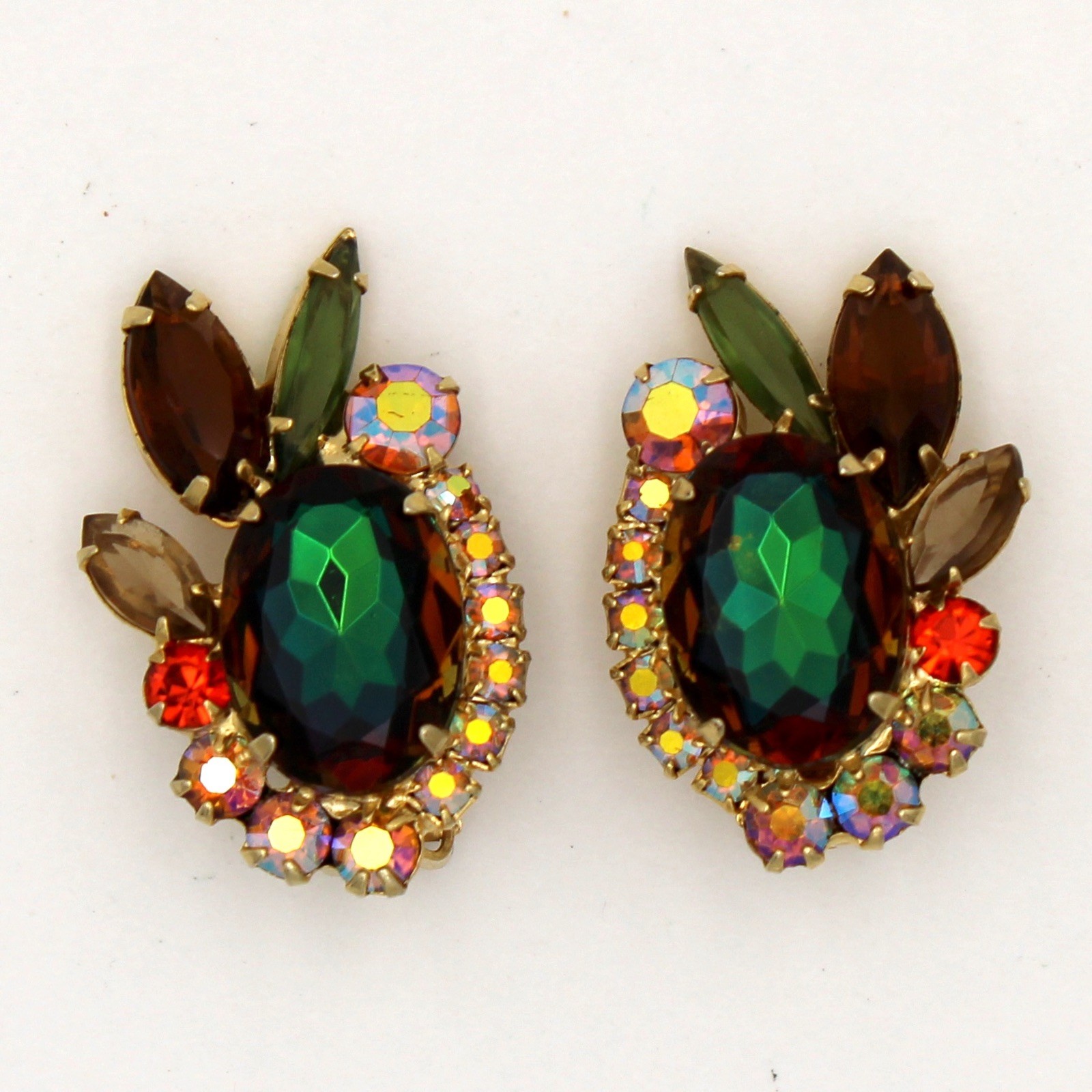 Verified 5120 D&E Juliana Fall Watermelon Heliotrope Vitrail Rhinestone Earrings