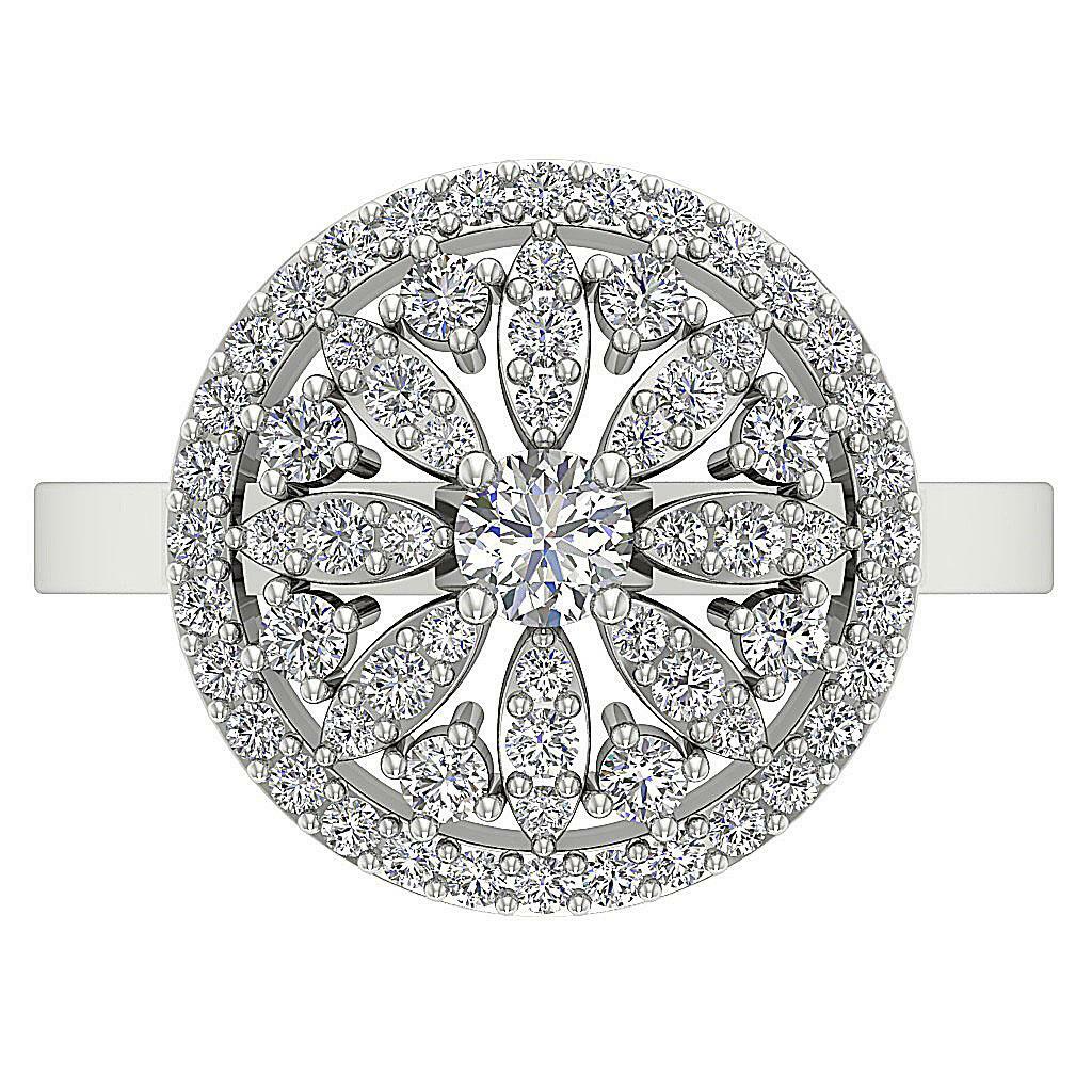 Designer Right Hand Engagement Ring SI1 G 1.15 Ct Natural Diamond 14K White Gold