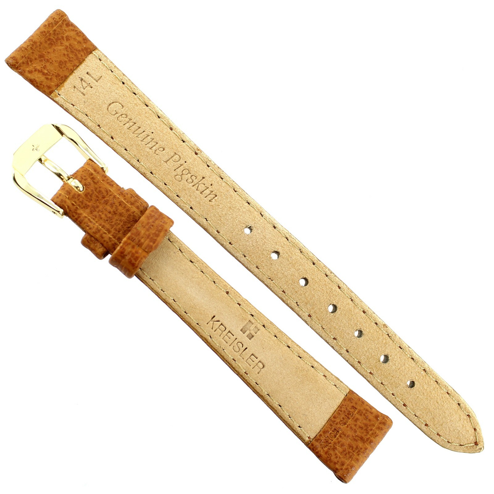 14mm Kreisler Honey Tan Genuine Pigskin Leather Padded Stitched Ladies Band Long