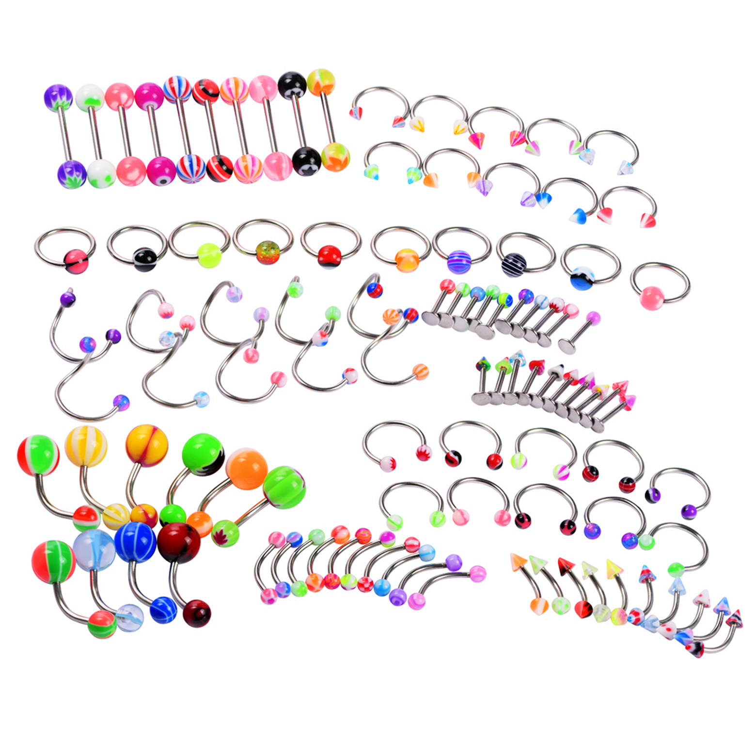 Body Piercing Kit Nose Belly Ear Lip Ring Tragus Cartilage Stud 14G 16G 18G 20G
