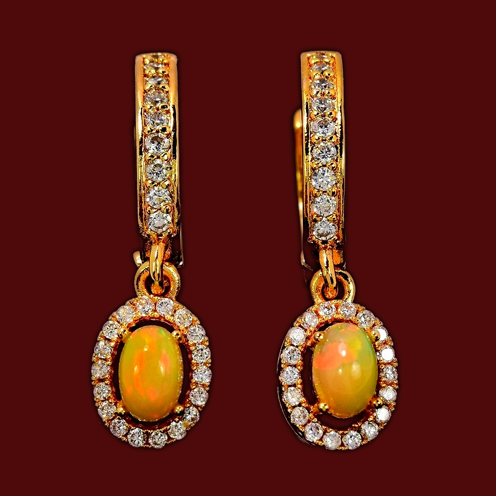 🔥🔥🔥Exclusive FIRE OPAL Silver & Gold Hoop / Hoop Earrings / Hoops Earrings