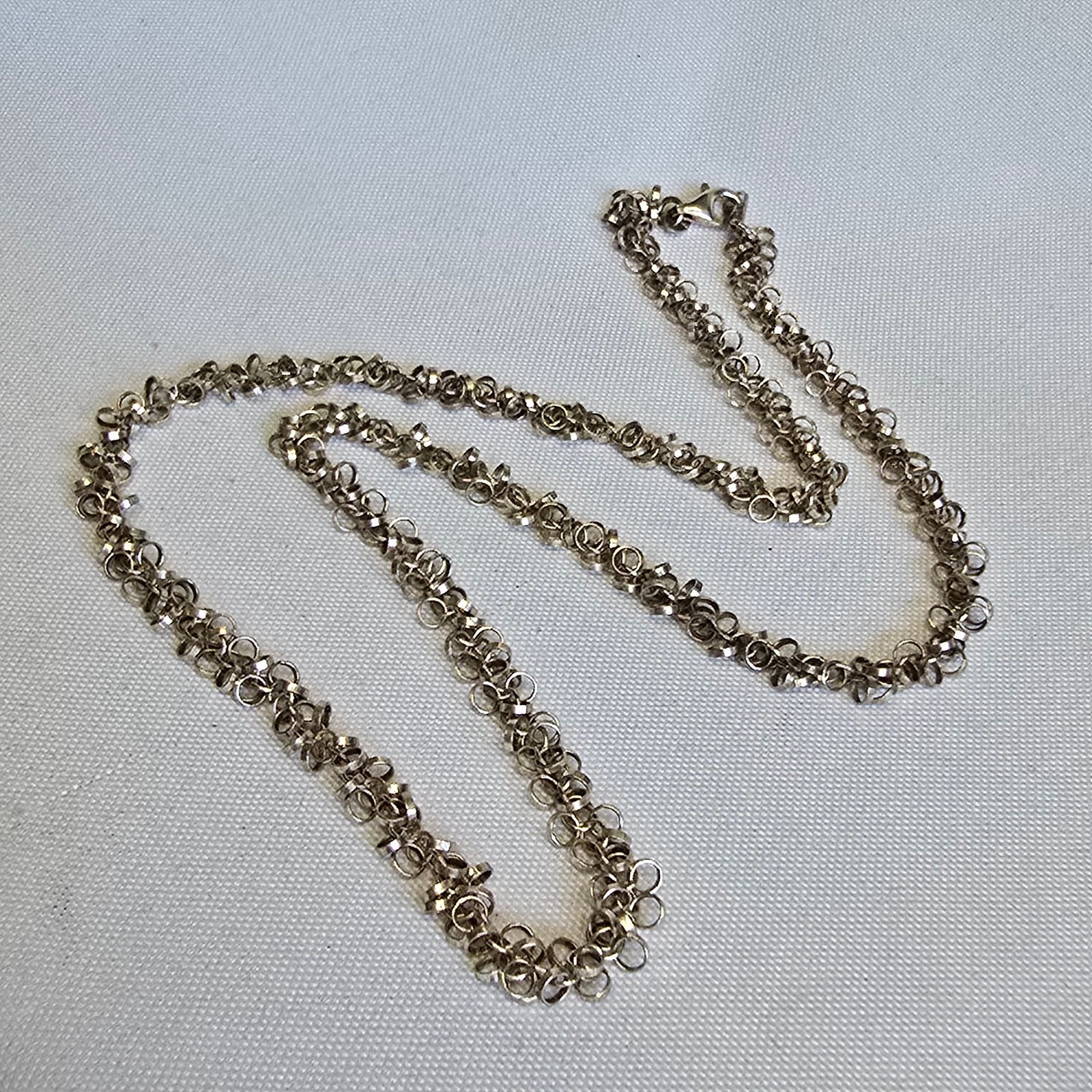 Sterling Silver Necklace 15.7g Fine Jewelry 22″ Unique Chain Lobster Clasp