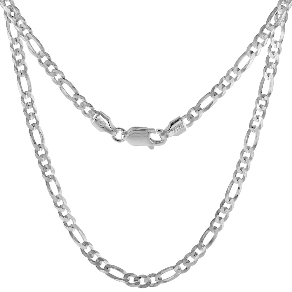 925 Sterling Silver Thin Flat Figaro Link Chain Necklace Bracelet 3mm 7″ to 30″