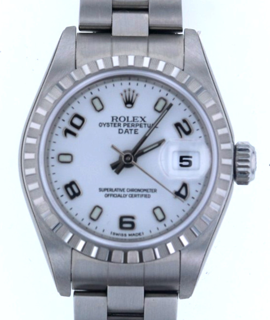 Ladies Rolex Oyster Perpetual Date Stainless Steel White Dial Ref#79240